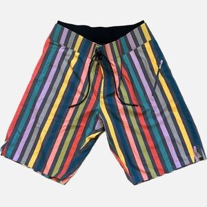 Lululemon 70's Striped El Current Athletic Lined Hybrid BoardShorts Men’s 34